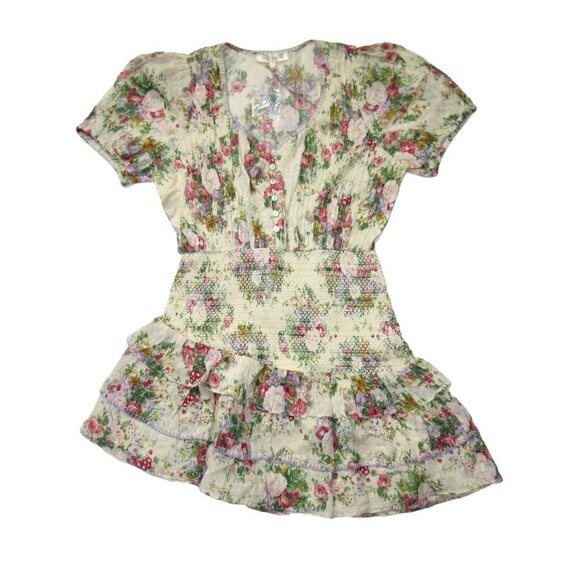 NWT LoveShackFancy Keelin Mini in Shining Gemstone Floral Cotton Dress XL